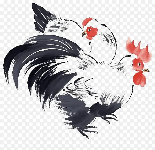 水彩手绘鸡