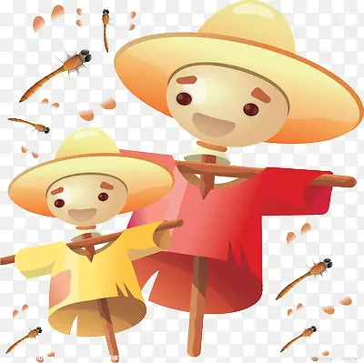 手绘稻草人