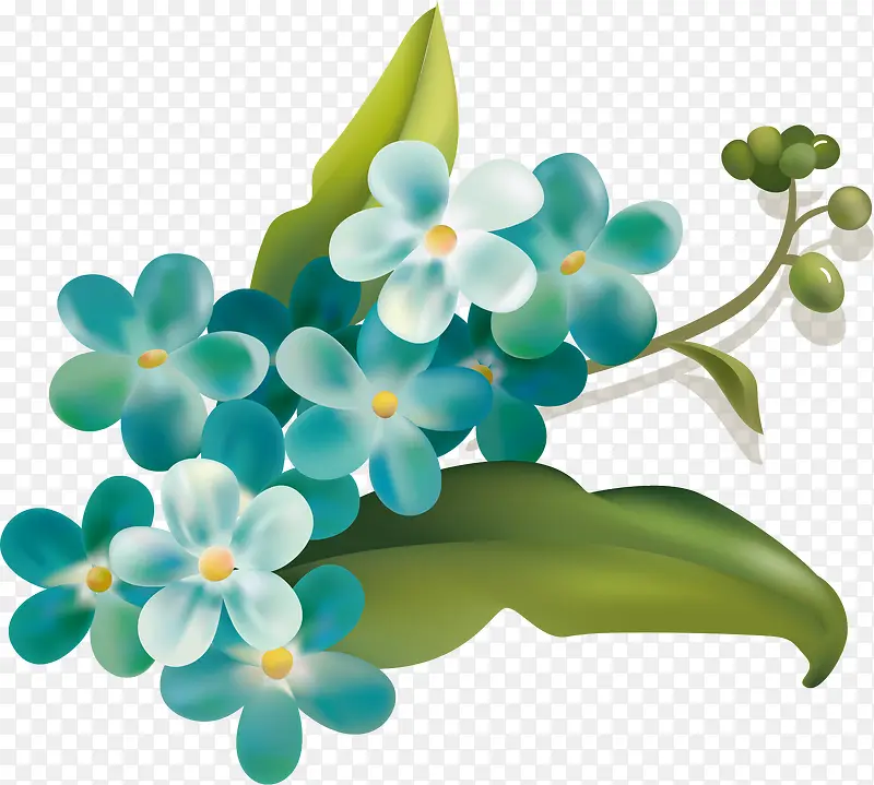 手绘蓝色花朵花瓣
