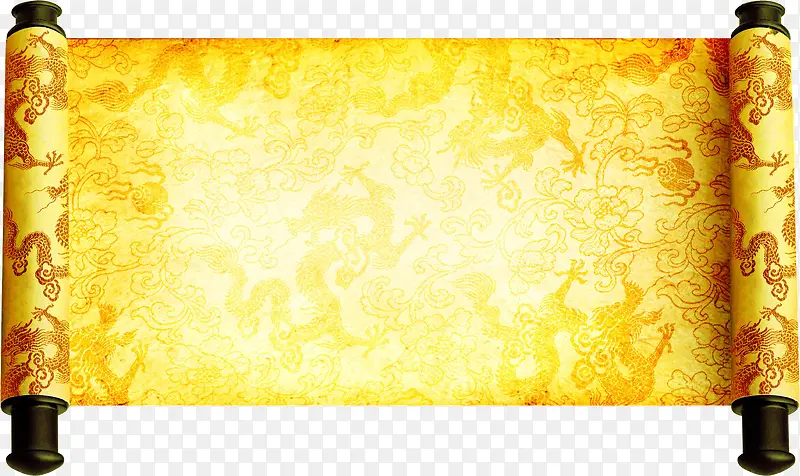 黄色龙纹画卷装饰