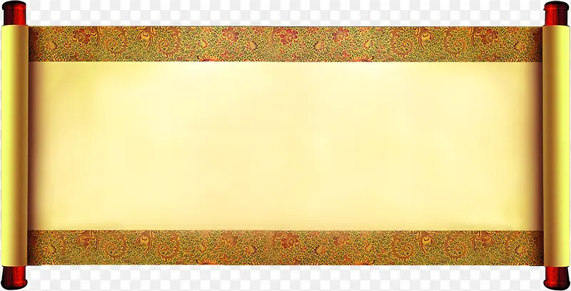 中国风黄色龙纹画卷