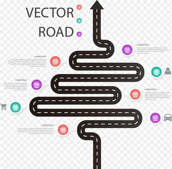 弯曲箭头公路商务信息图矢量素材