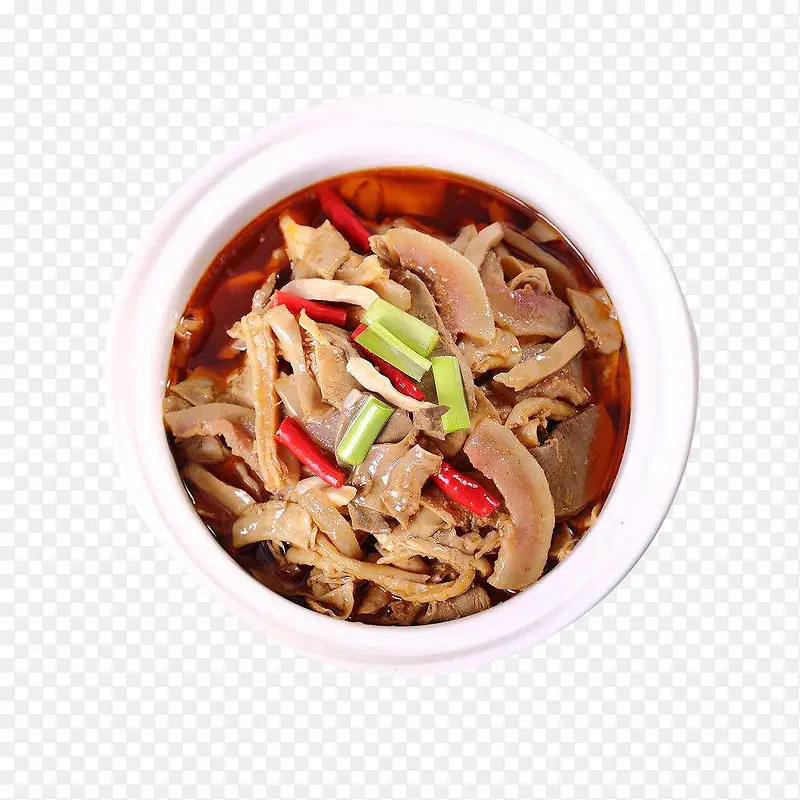 白色盘子装的美食牛杂煲