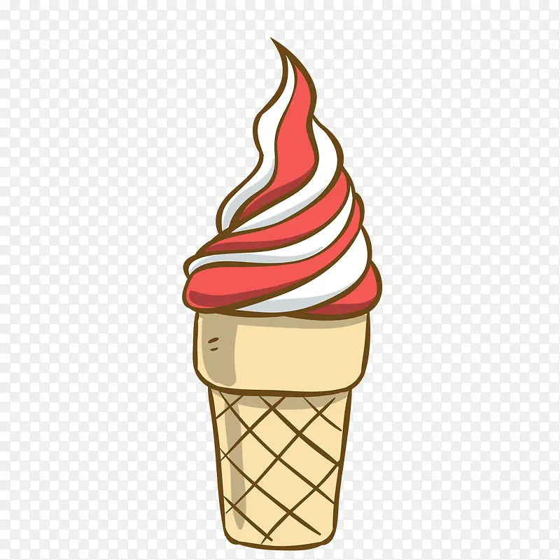 红色卡通甜筒冰淇淋矢量图