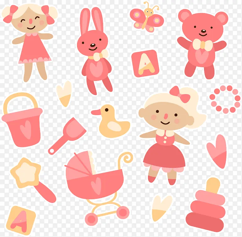 17款粉色婴儿玩具矢量素材