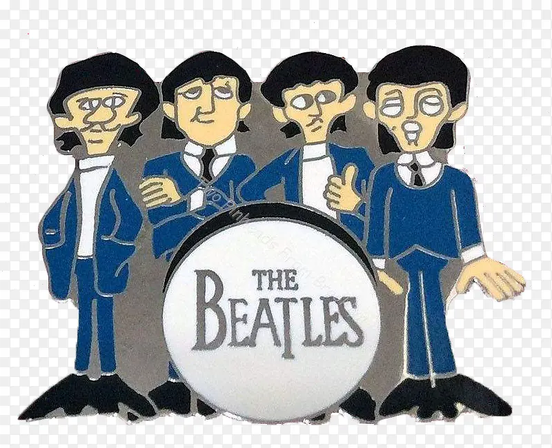 披头士乐队蓝色西装卡通造型