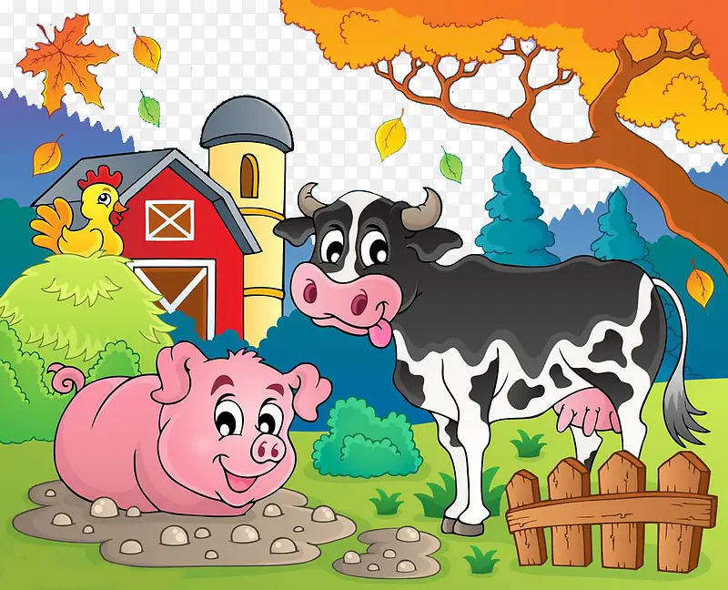农庄小猪和小牛