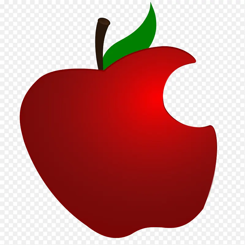 红色的卡通咬一口的苹果