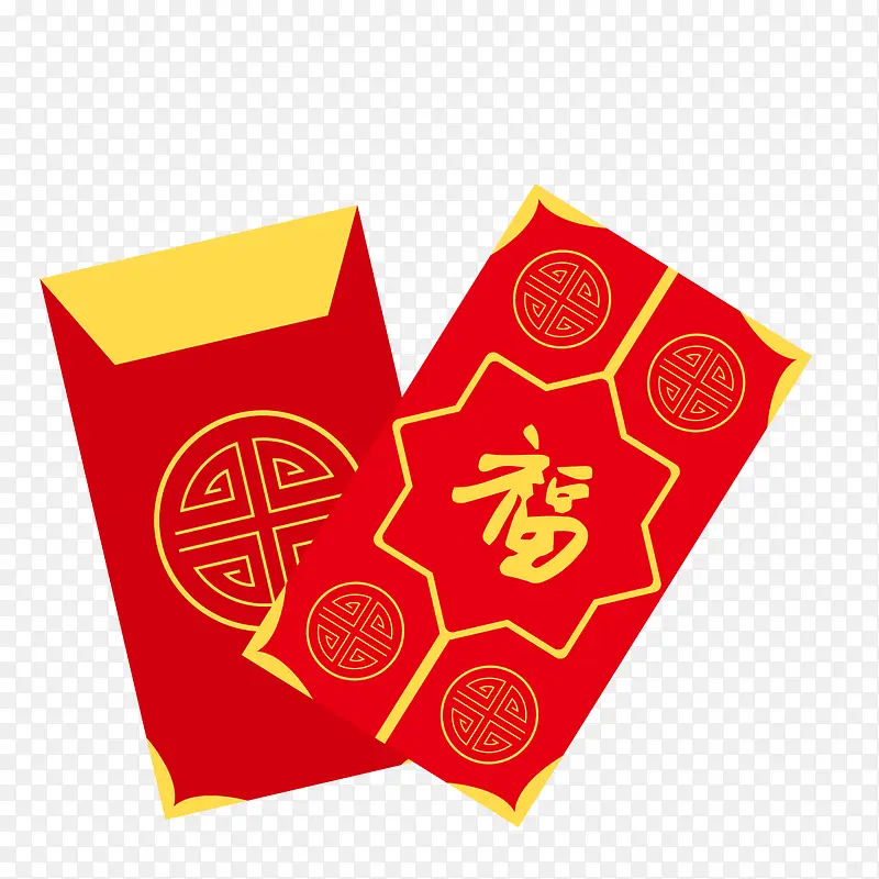 卡通福字新年红包矢量图