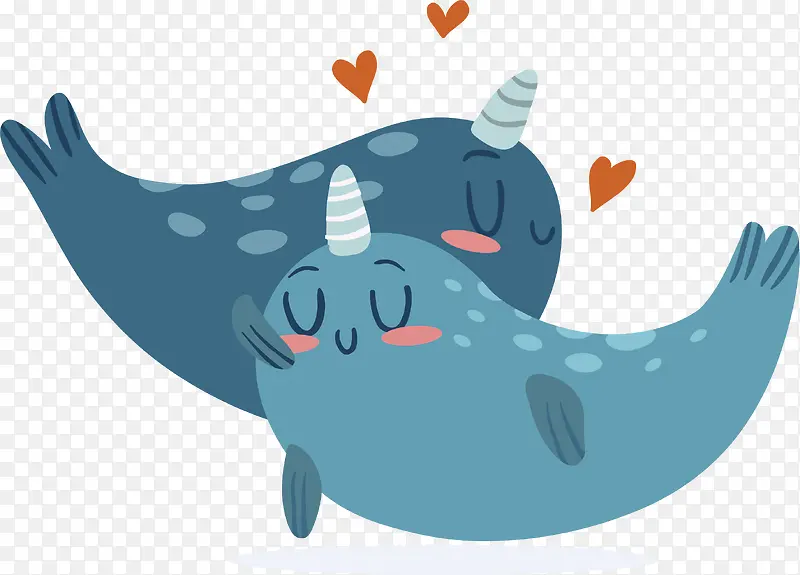 可爱蓝色鲸鱼情侣