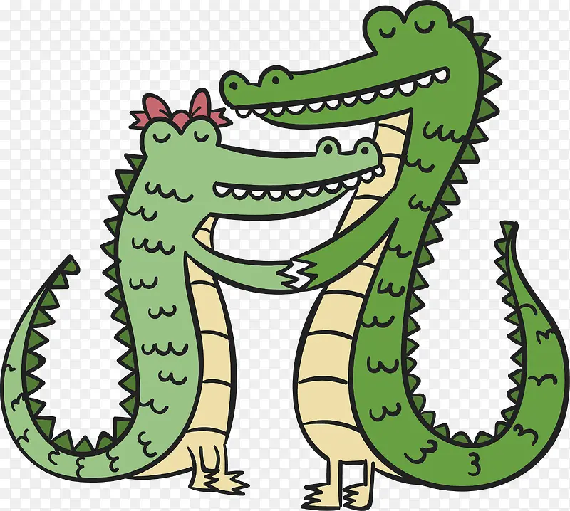 绿色卡通鳄鱼情侣