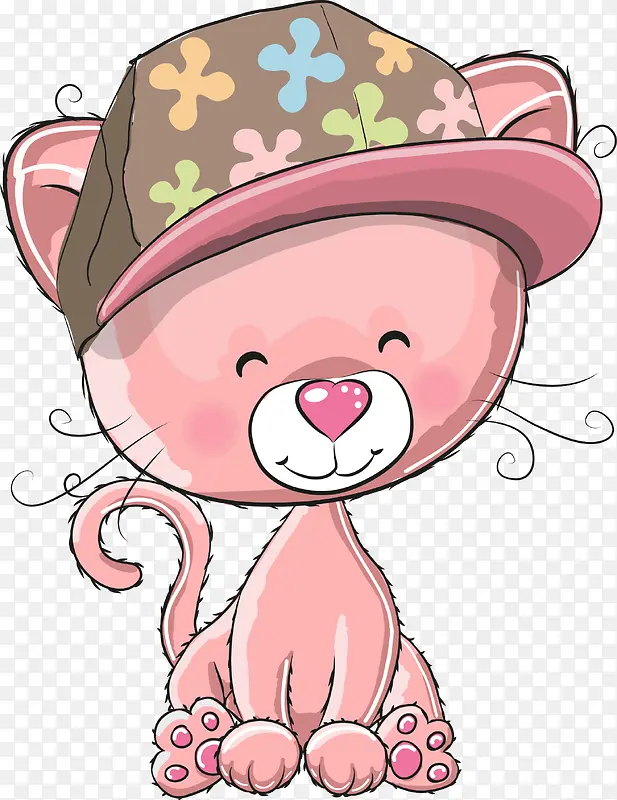 粉色卡通帽子猫咪