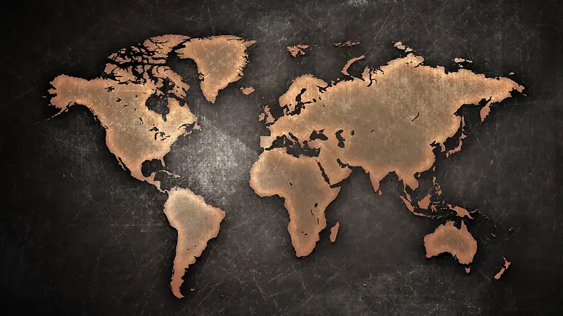 复古黑红色铁锈世界地图
