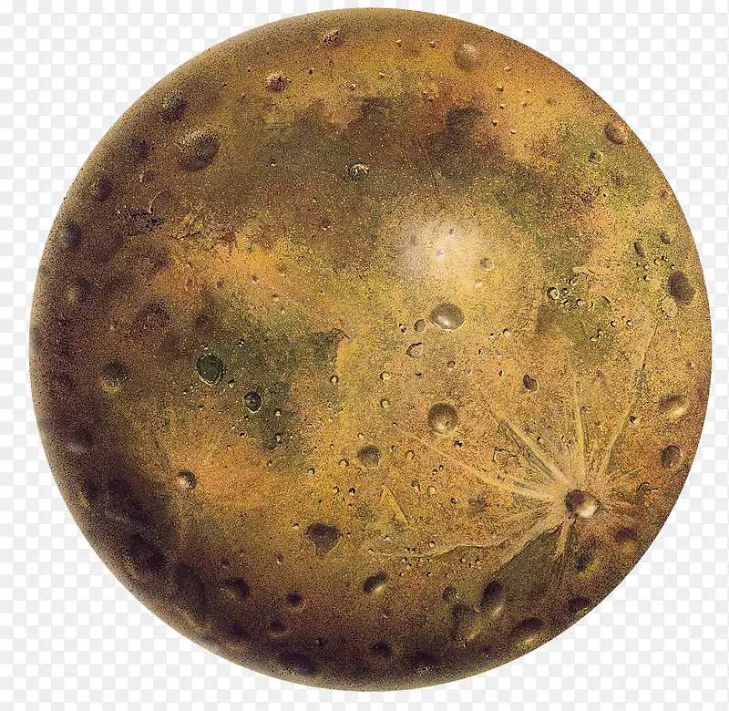 青铜色月球表面立体星球