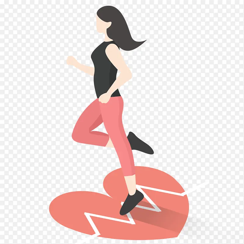 女士跑步立体插画