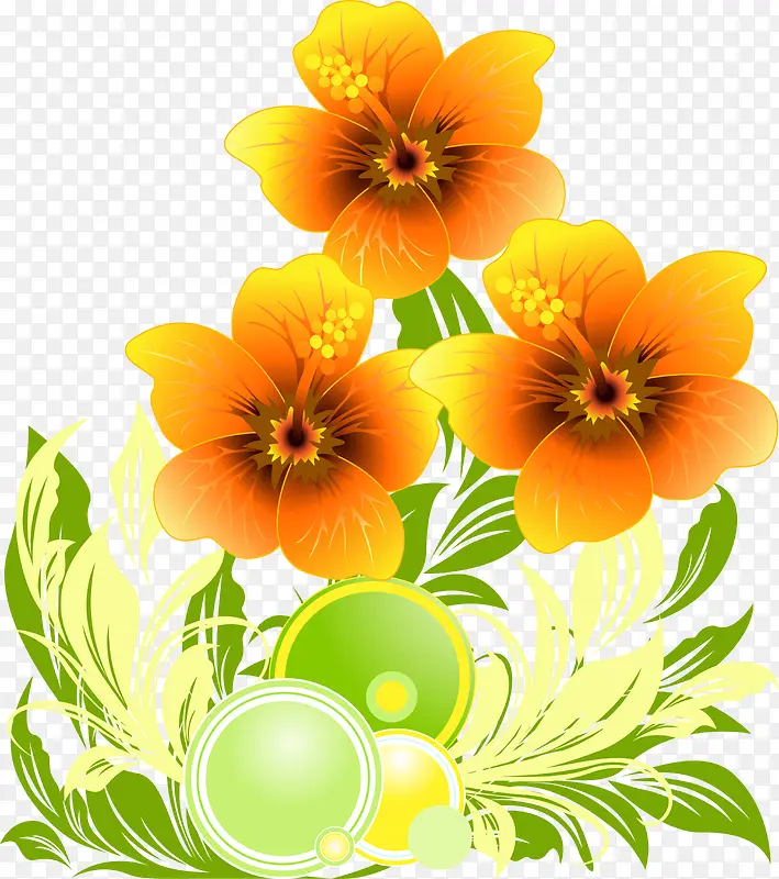 黄色手绘花卉背景