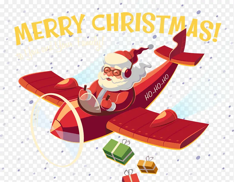 红色圣诞老人和飞艇
