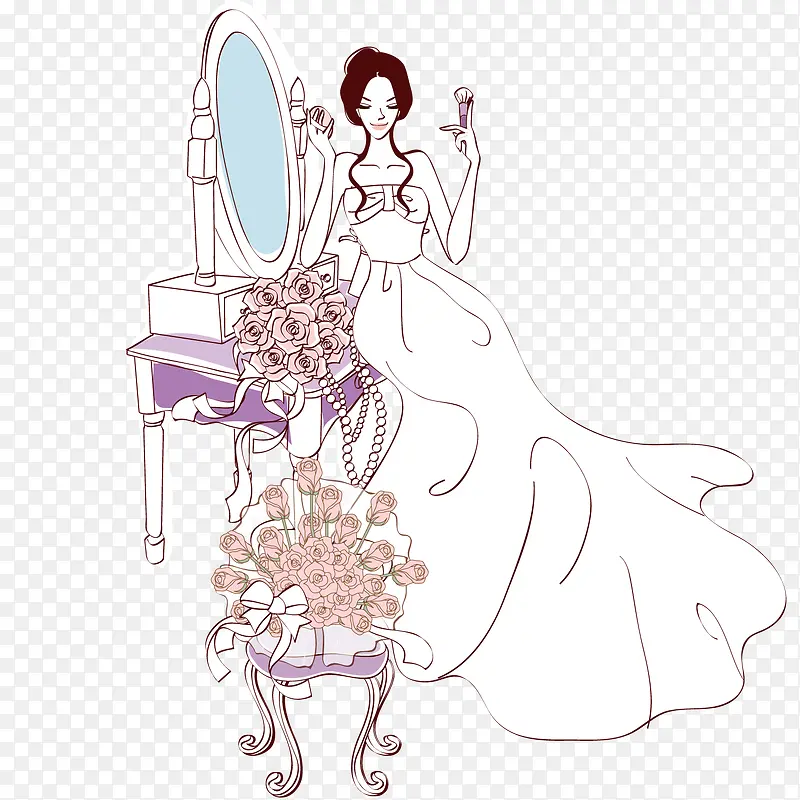 正在梳妆的新娘欧式家具