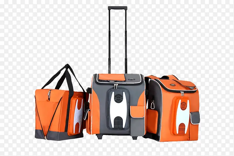 橘色灰色相间行李包