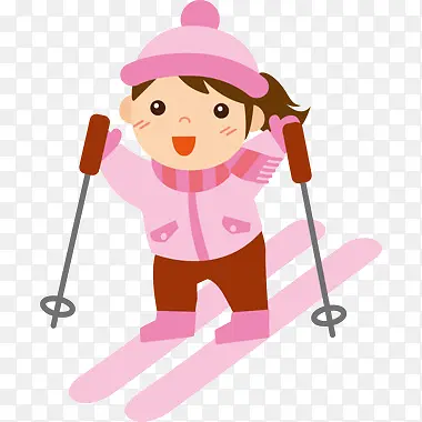 粉色滑雪孩子