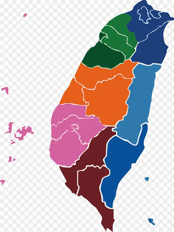 彩色台湾地图