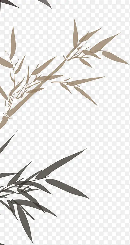 手绘中国风棕色竹叶