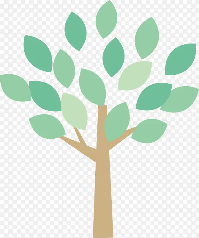 绿色扁平植树节大树