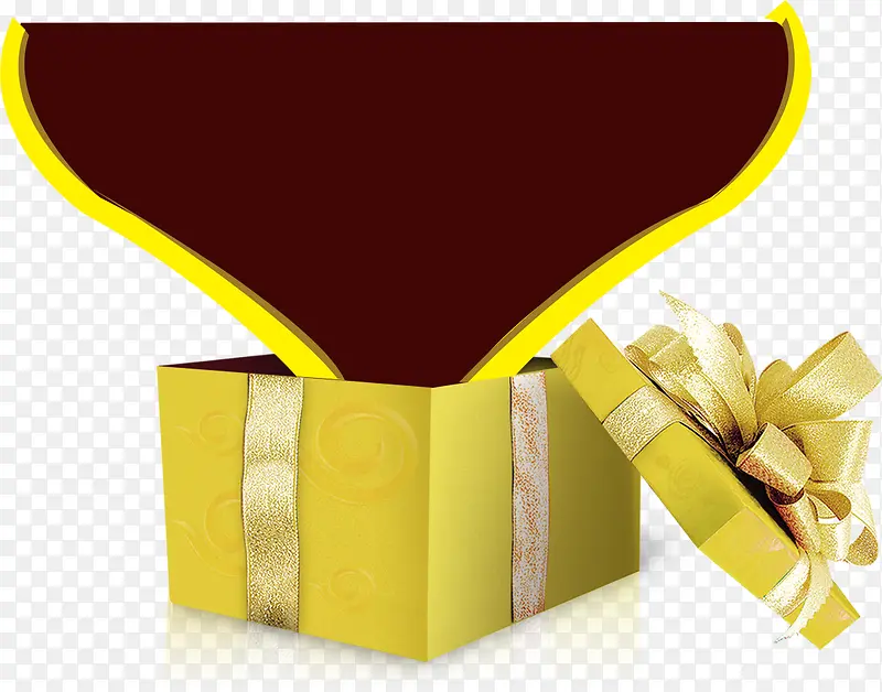 黄色礼盒中的红色爱心国庆