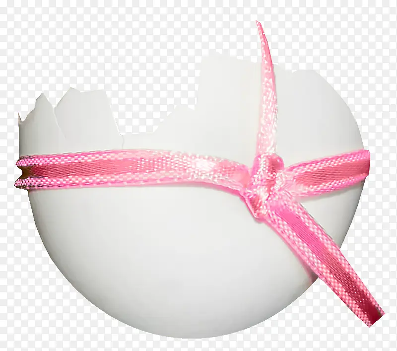 粉色彩带装饰残缺蛋壳