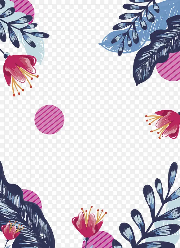 手绘线条花卉装饰背景