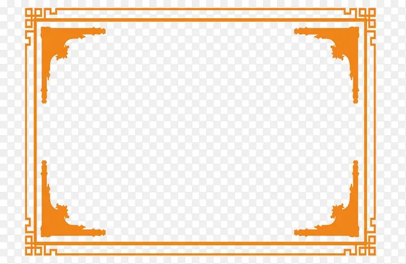 橙色花纹矩形装饰边框