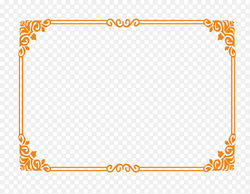 橙色花纹矩形装饰边框