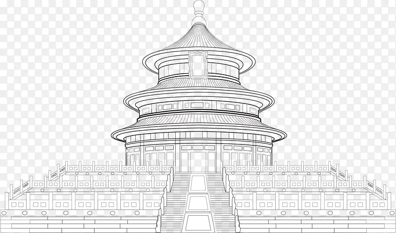 天坛建筑线稿