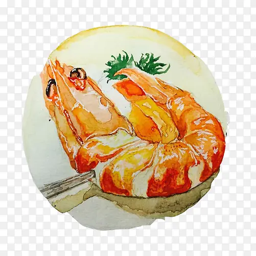 红烧河虾手绘画素材图片