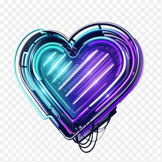 紫蓝色电子爱心