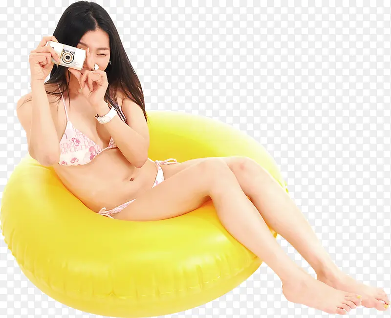 高清摄影沙滩游泳圈比基尼拍照