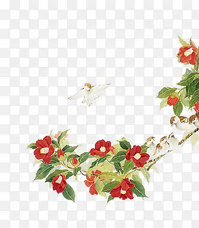 涂鸦水彩画植物花朵花枝