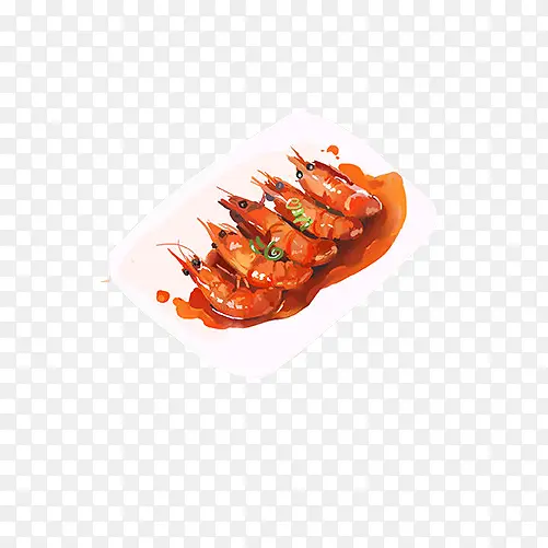 红烧虾手绘画素材图片
