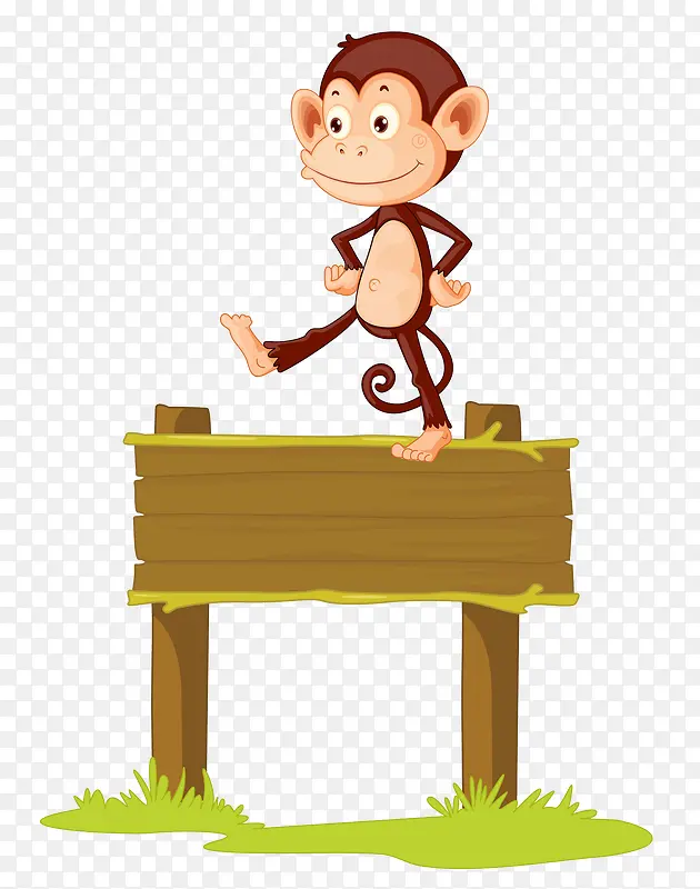 在木牌上行走的猴子