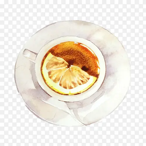柠檬咖啡手绘画素材图片