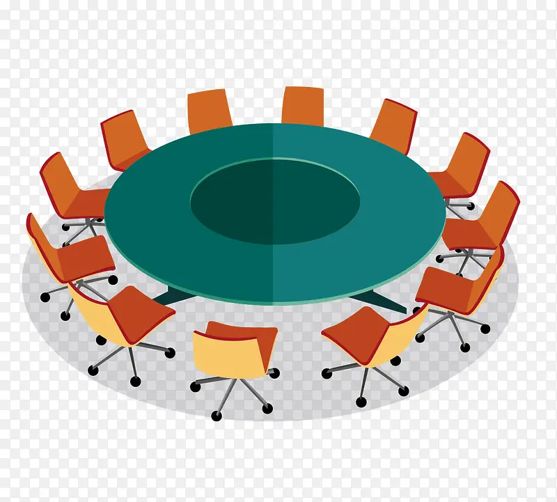 矢量圆形办公会议桌