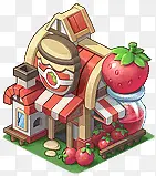 草莓水果小房子素材