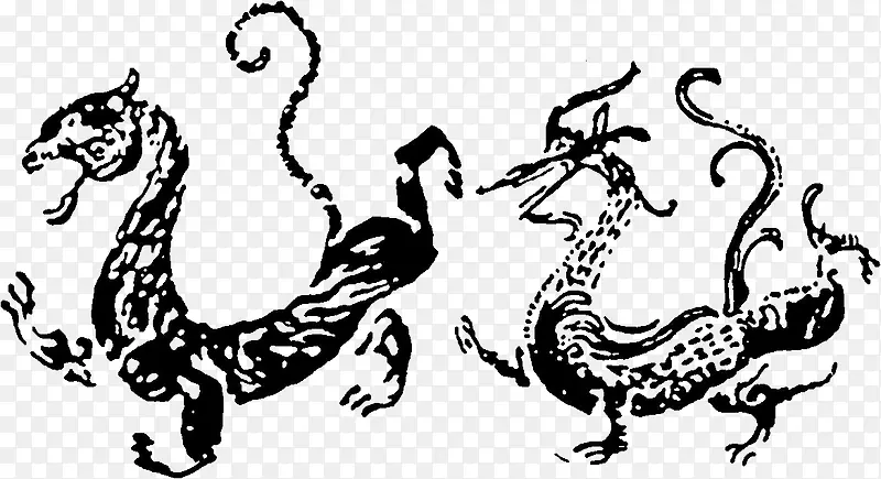 黑色复古创意动物中国龙纹理