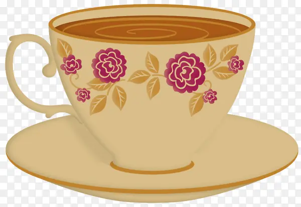 手绘花朵图案咖啡杯
