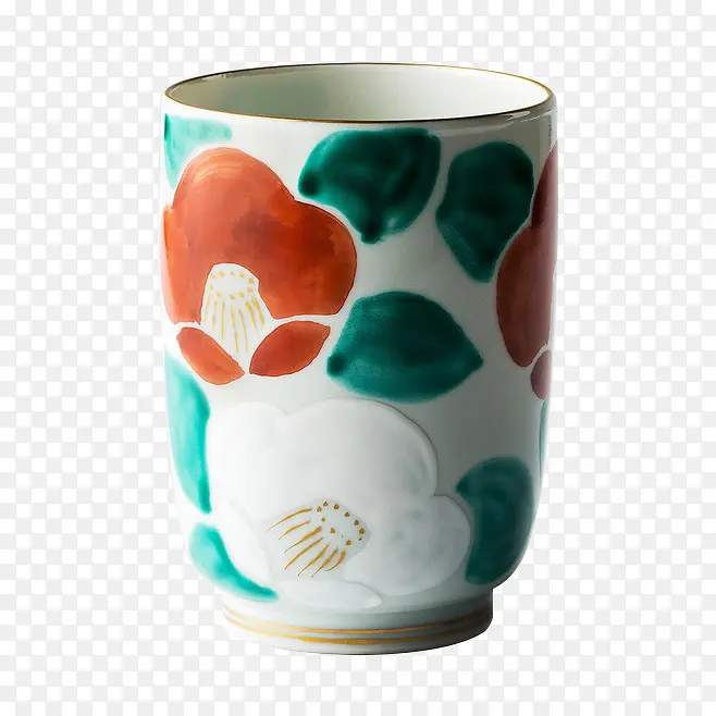 日式清新花纹陶瓷杯