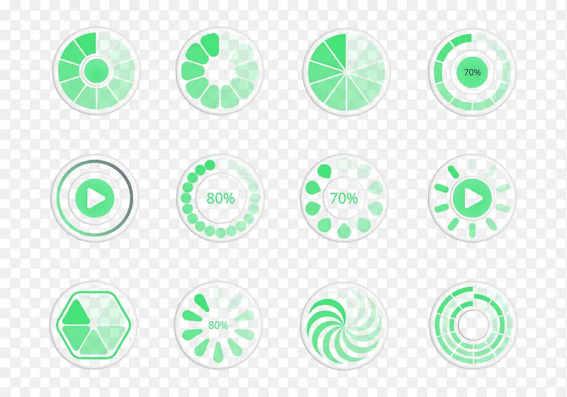 绿色圆形进度条矢量合集