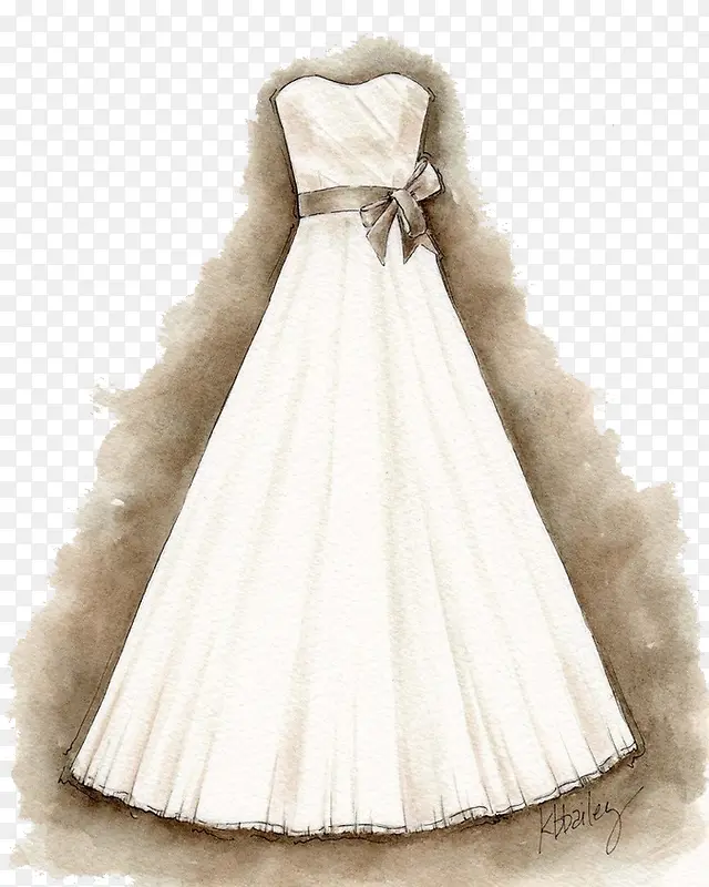 手绘白色婚纱