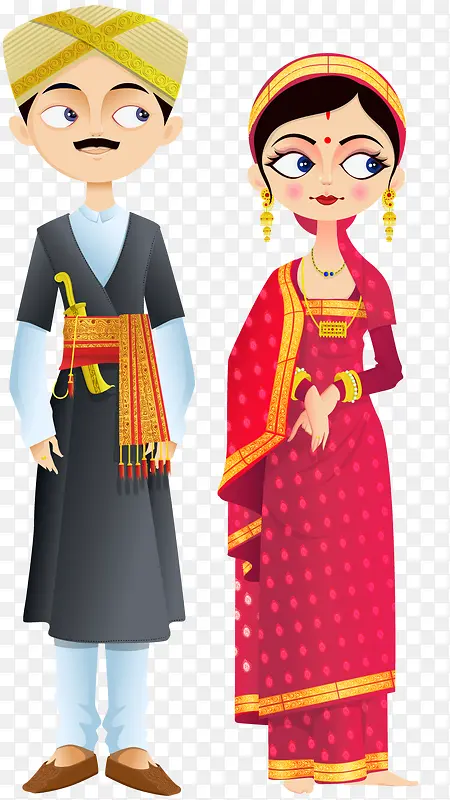 矢量元素亚洲传统婚礼服饰