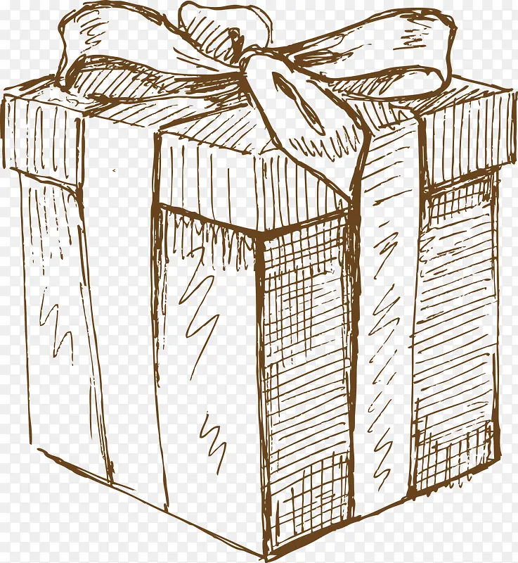 手绘线条礼物盒