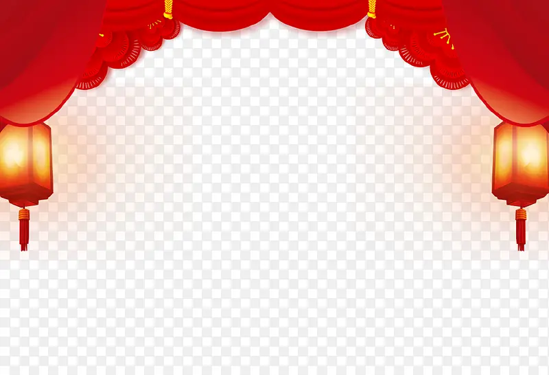 红色背景新春灯笼装饰PNG